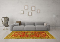 Machine Washable Persian Yellow Traditional Rug, wshtr3626yw