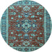 Round Persian Light Blue Traditional Rug, tr3626lblu