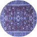 Round Machine Washable Persian Blue Traditional Rug, wshtr3626blu