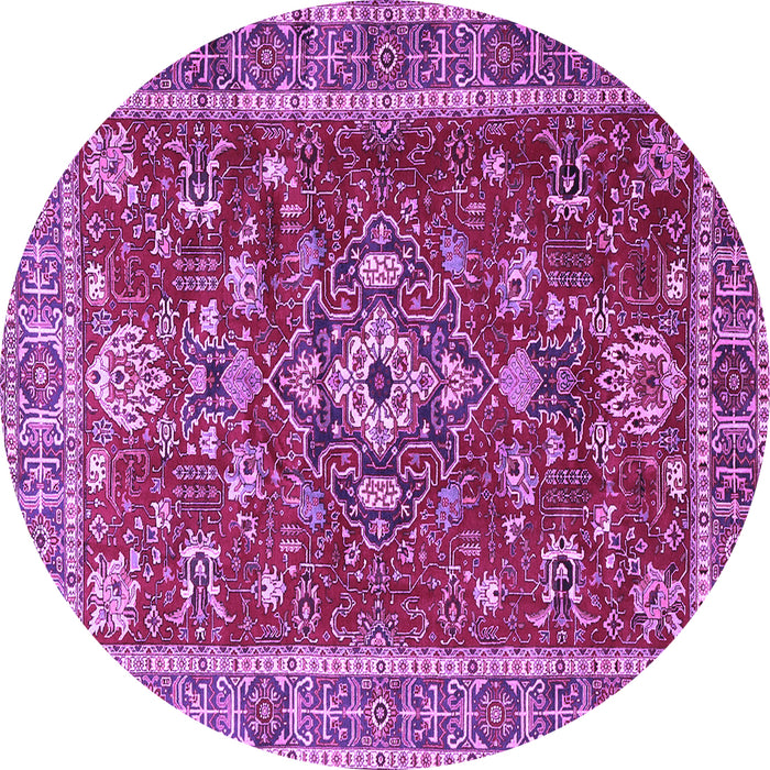 Round Machine Washable Persian Purple Traditional Area Rugs, wshtr3626pur