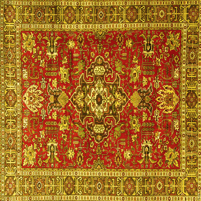 Square Machine Washable Persian Yellow Traditional Rug, wshtr3626yw