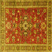 Square Machine Washable Persian Yellow Traditional Rug, wshtr3626yw