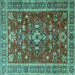 Square Machine Washable Persian Turquoise Traditional Area Rugs, wshtr3626turq