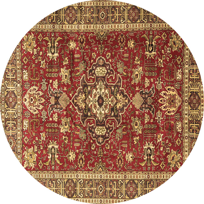 Round Persian Brown Traditional Rug, tr3626brn