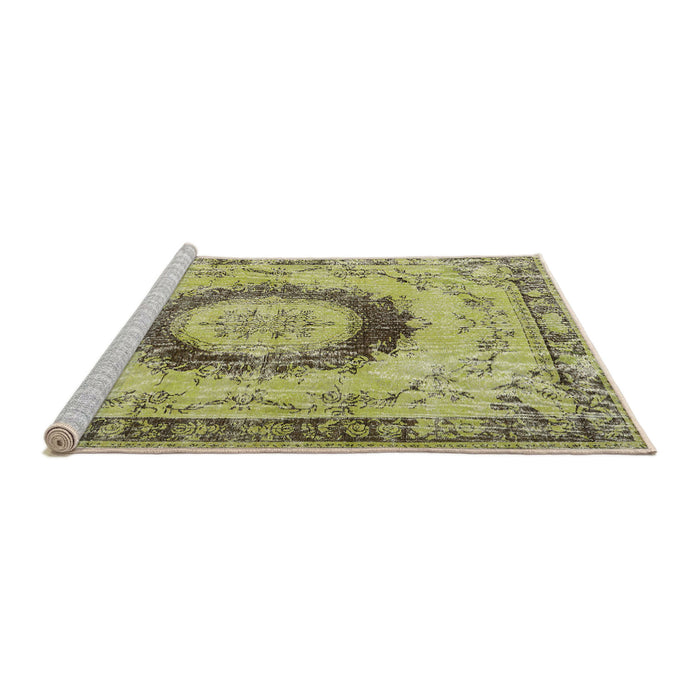 Sideview of Machine Washable Traditional Metallic Gold Rug, wshtr3627