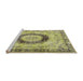 Sideview of Machine Washable Traditional Metallic Gold Rug, wshtr3627