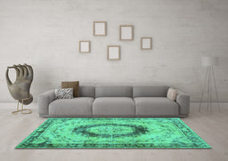 Machine Washable Persian Turquoise Traditional Area Rugs in a Living Room,, wshtr3627turq
