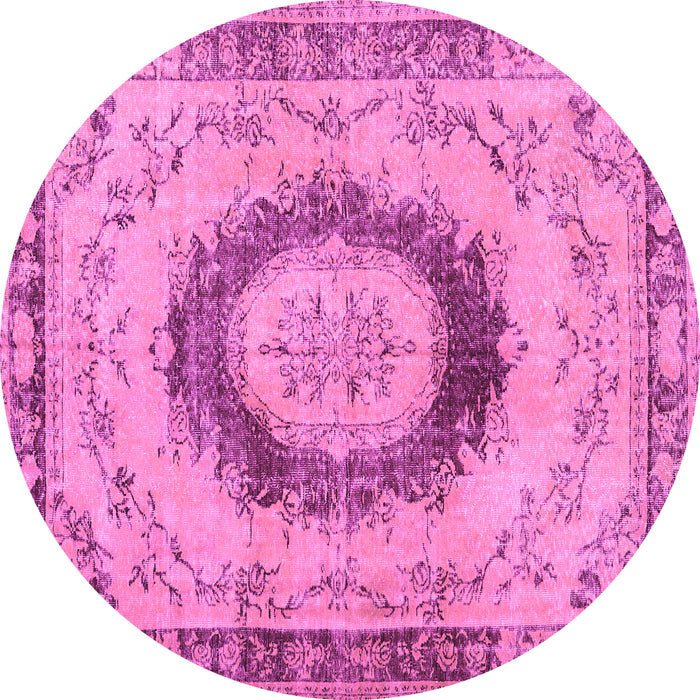 Round Persian Pink Traditional Rug, tr3627pnk