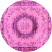 Round Persian Pink Traditional Rug, tr3627pnk