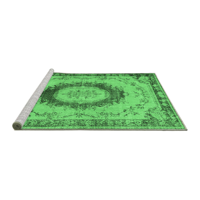 Sideview of Machine Washable Persian Emerald Green Traditional Area Rugs, wshtr3627emgrn