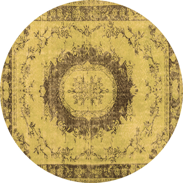Round Machine Washable Persian Brown Traditional Rug, wshtr3627brn