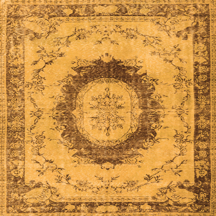 Round Machine Washable Persian Orange Traditional Area Rugs, wshtr3627org