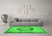 Machine Washable Persian Green Traditional Area Rugs in a Living Room,, wshtr3627grn