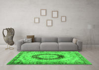 Machine Washable Persian Green Traditional Rug, wshtr3627grn