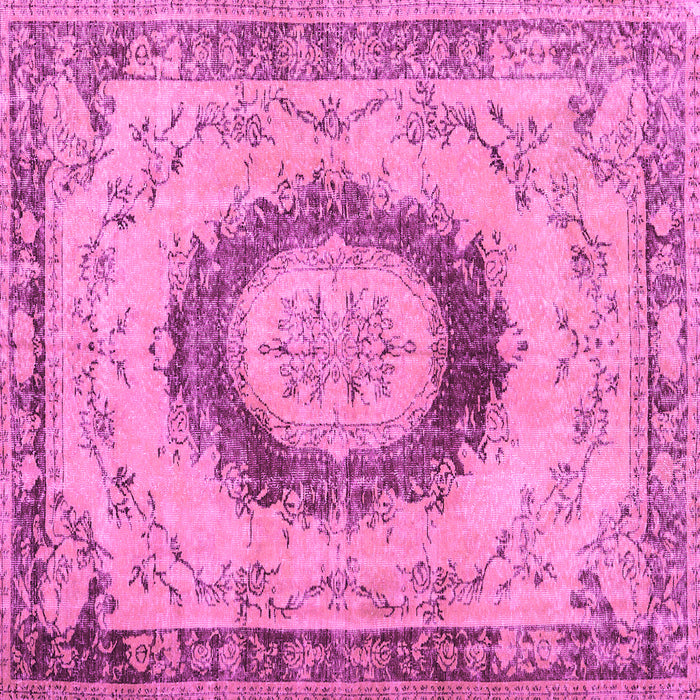 Square Machine Washable Persian Pink Traditional Rug, wshtr3627pnk