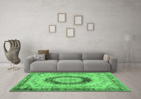 Machine Washable Persian Emerald Green Traditional Rug, wshtr3627emgrn