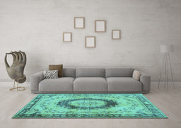Machine Washable Persian Light Blue Traditional Rug in a Living Room, wshtr3627lblu