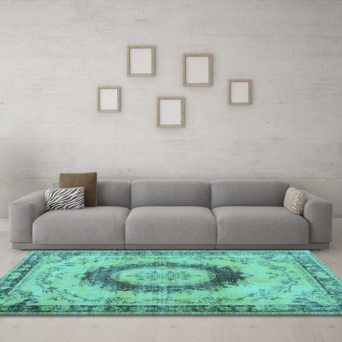 Machine Washable Persian Light Blue Traditional Rug in a Living Room, wshtr3627lblu