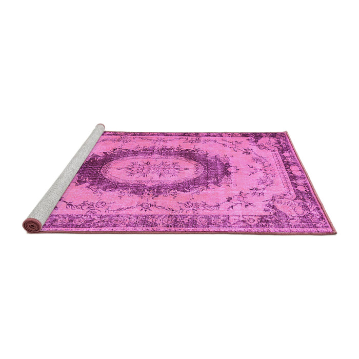 Sideview of Machine Washable Persian Pink Traditional Rug, wshtr3627pnk