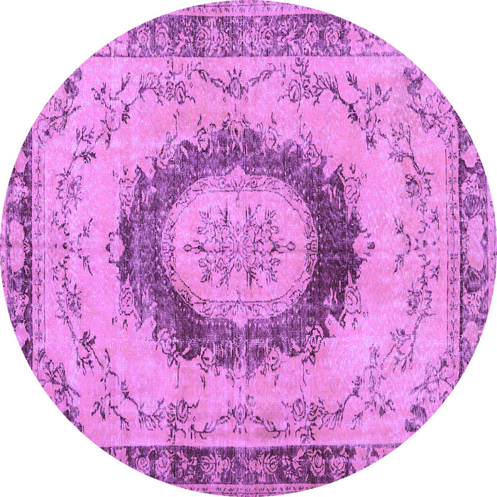 Round Machine Washable Persian Purple Traditional Area Rugs, wshtr3627pur