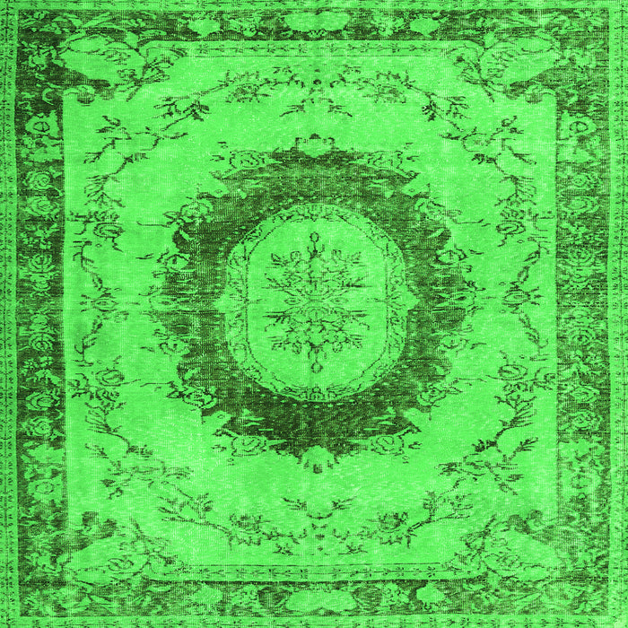 Round Machine Washable Persian Green Traditional Area Rugs, wshtr3627grn