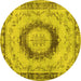 Round Persian Yellow Traditional Rug, tr3627yw