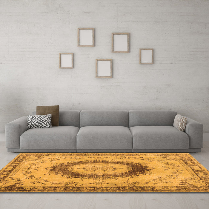 Machine Washable Persian Orange Traditional Area Rugs in a Living Room, wshtr3627org