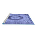 Sideview of Machine Washable Persian Blue Traditional Rug, wshtr3627blu