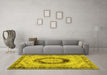 Machine Washable Persian Yellow Traditional Rug in a Living Room, wshtr3627yw