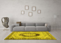 Machine Washable Persian Yellow Traditional Rug, wshtr3627yw