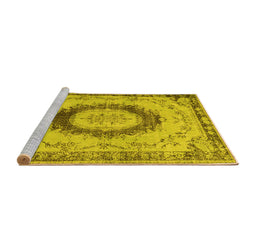 Sideview of Machine Washable Persian Yellow Traditional Rug, wshtr3627yw