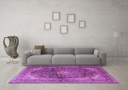 Machine Washable Persian Purple Traditional Area Rugs in a Living Room, wshtr3628pur