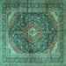 Square Persian Turquoise Traditional Rug, tr3628turq