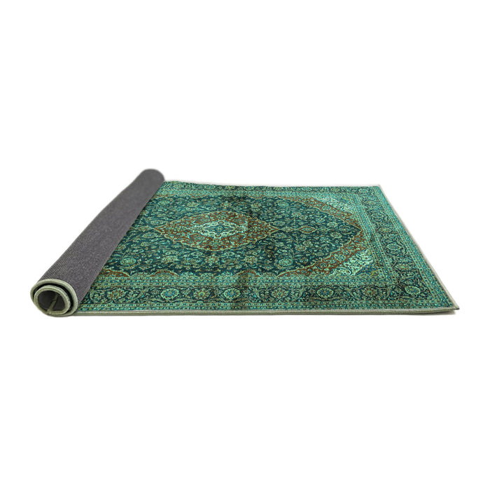 Sideview of Persian Turquoise Traditional Rug, tr3628turq