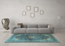 Machine Washable Persian Light Blue Traditional Rug in a Living Room, wshtr3628lblu