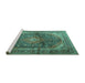 Sideview of Machine Washable Persian Turquoise Traditional Area Rugs, wshtr3628turq