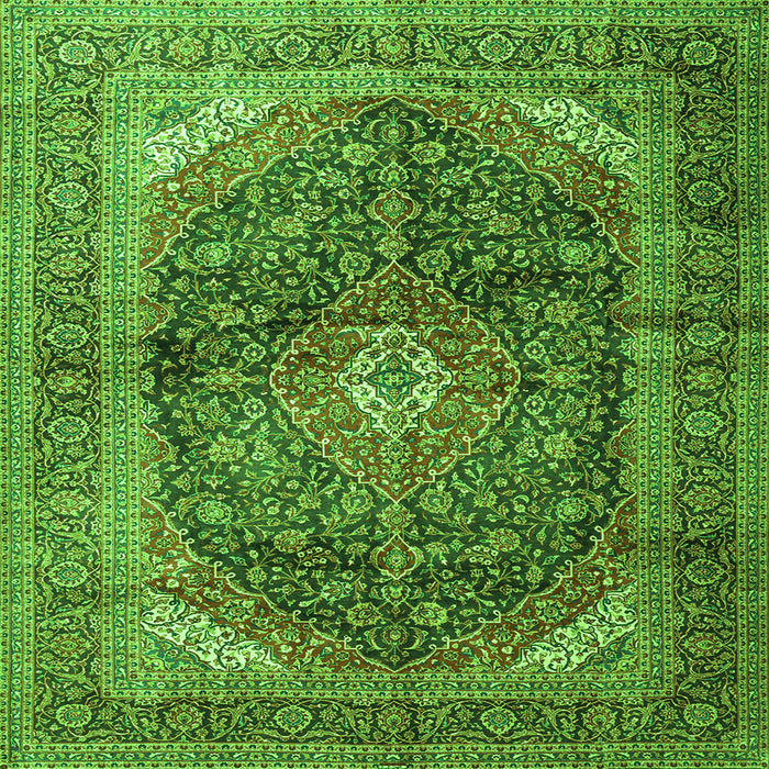 Round Machine Washable Persian Green Traditional Area Rugs, wshtr3628grn