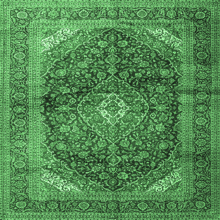 Square Machine Washable Persian Emerald Green Traditional Area Rugs, wshtr3628emgrn