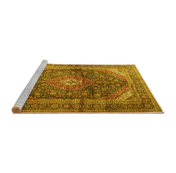 Sideview of Machine Washable Persian Yellow Traditional Rug, wshtr3628yw