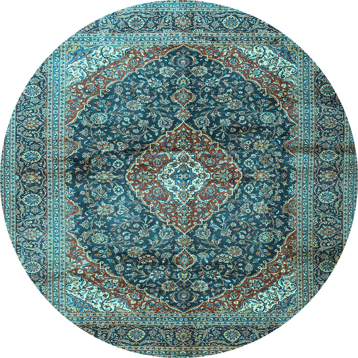 Round Machine Washable Persian Light Blue Traditional Rug, wshtr3628lblu