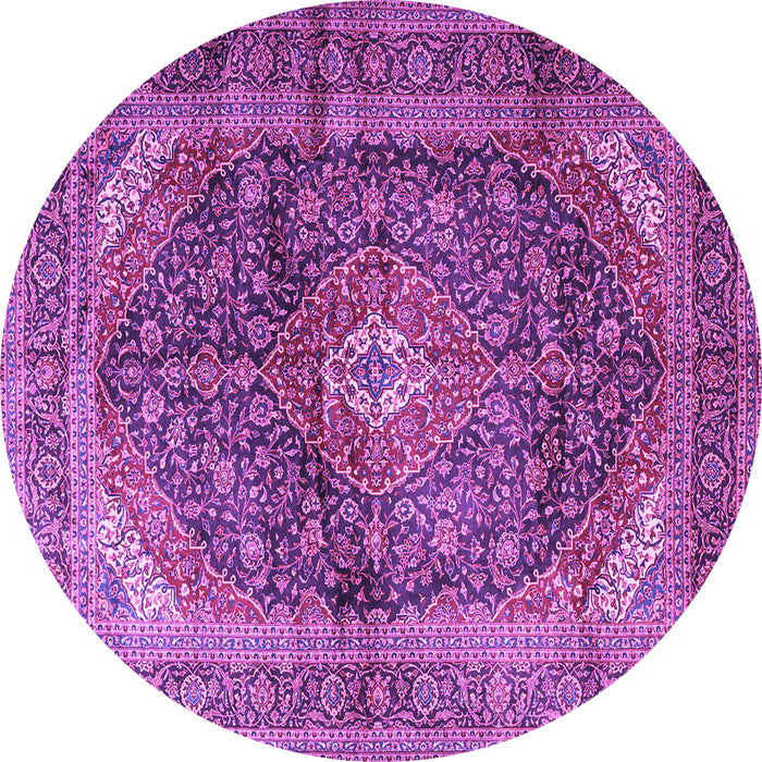 Round Machine Washable Persian Purple Traditional Area Rugs, wshtr3628pur