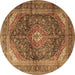 Round Persian Brown Traditional Rug, tr3628brn