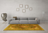 Machine Washable Persian Yellow Traditional Rug, wshtr3628yw