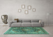 Machine Washable Persian Turquoise Traditional Area Rugs in a Living Room,, wshtr3628turq