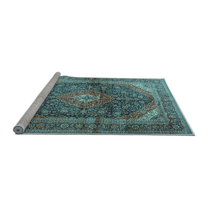 Sideview of Machine Washable Persian Light Blue Traditional Rug, wshtr3628lblu