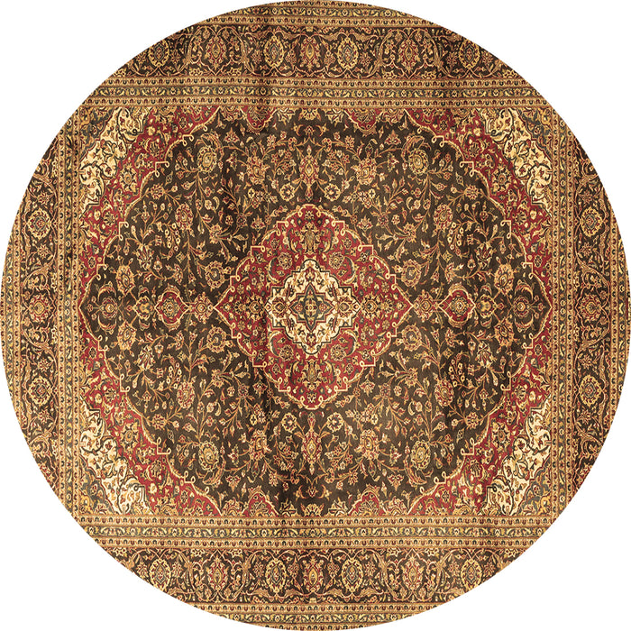 Round Machine Washable Persian Brown Traditional Rug, wshtr3628brn