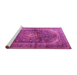 Sideview of Machine Washable Persian Pink Traditional Rug, wshtr3628pnk