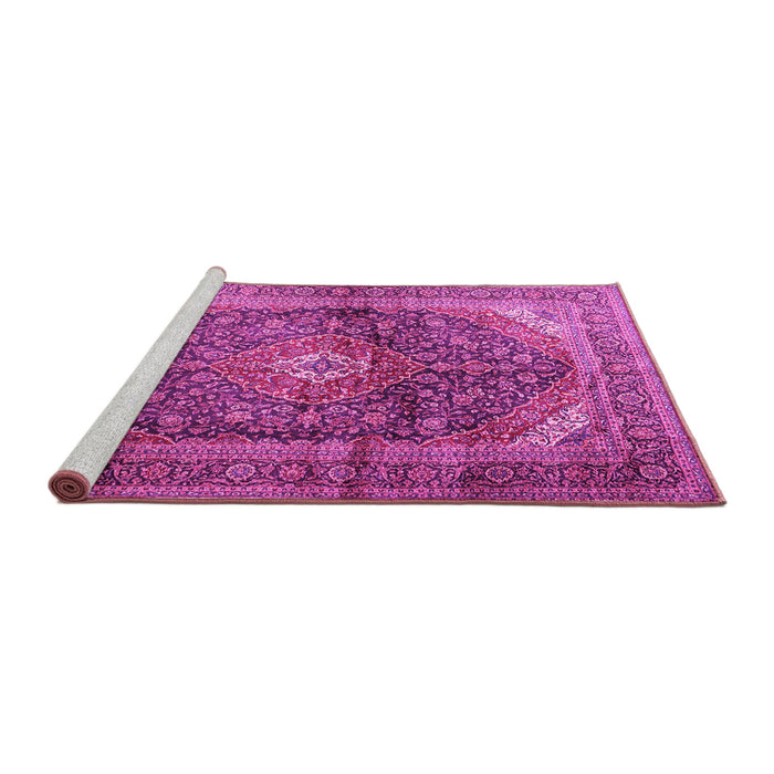Sideview of Machine Washable Persian Pink Traditional Rug, wshtr3628pnk