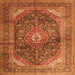 Round Machine Washable Persian Orange Traditional Area Rugs, wshtr3628org