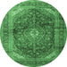 Round Persian Emerald Green Traditional Rug, tr3628emgrn
